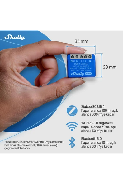 Shelly 1 Mini Gen4 Akıllı Röle - Resim 5