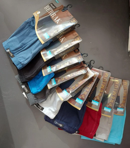BERRAK 4488 ERKEK MODAL İNCE KEMER LASTİKLİ ÇOK RENKLİ BOXER 12 ADET ürün görseli 1