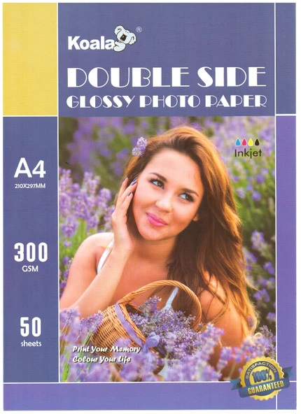 Koala Papers Canon E414 Yazıcı için Pg-46 Cl-56 ile uyumlu Premium Parlak Çift Taraflı double Side A4 Fotoğraf kağıdı 300 gr. 50 Adet ürün görseli 1