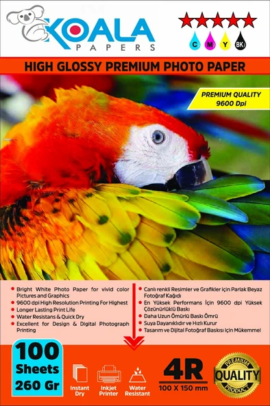 Koala Papers Canon E414 Yazıcı için Pg-46 Cl-56 Evertday Premium Parlak 10x15cm Fotoğraf kağıdı 260 gr. 100 Adet ürün görseli 1