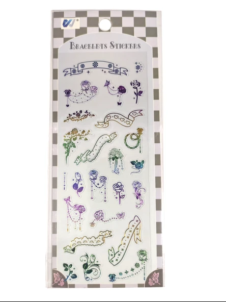 Şeffaf Renkli Sticker 7x17 cm - Çiçek Gül ürün görseli 1