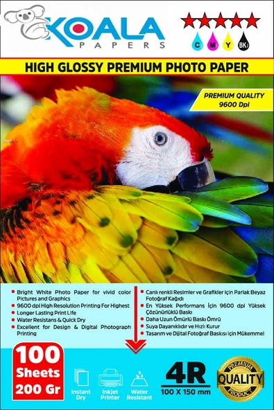 Koala Papers Canon E414 Yazıcı için Pg-46 Cl-56 Evertday Premium Parlak 10x15cm Fotoğraf kağıdı 200 gr. 100 Adet ürün görseli 1