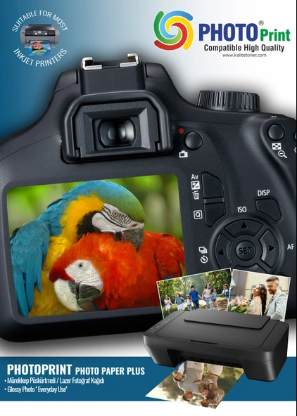 Photo Print Canon E414 için 50 Adet A4 Parlak Kuşe Kağıt 120 Gram (Tüm Mürekkepli ve laser Yazıcılar İçin) ürün görseli 1
