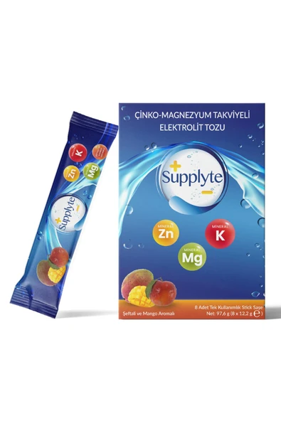 Supplyte Şeftali-Mango Aromalı Elektrolit Tozu 12 Gr 8 Adet ürün görseli 1