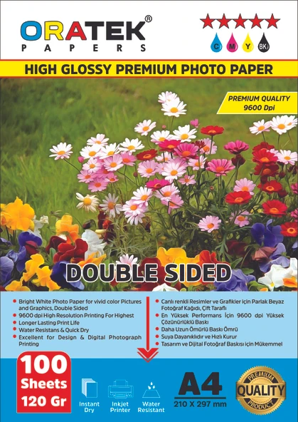 Oratek Canon E414 Yazıcı için Pg-46 Cl-56 Fotoğraf Kağıdı A4 Premium Parlak 120 gr 100 Yp ürün görseli 1
