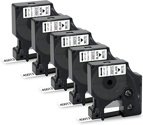 Puun Puun Dymo D1 45013 S0720530 12mm X 7 Mt. Muadil Beyaz Etikete Siyah Yazı Etiket Kaseti 5 Adet ürün görseli 1