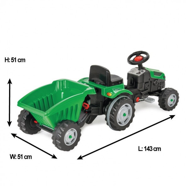 Pilsan Active Römorklu Pedallı Traktör 07-316 Yeşil - Resim 2