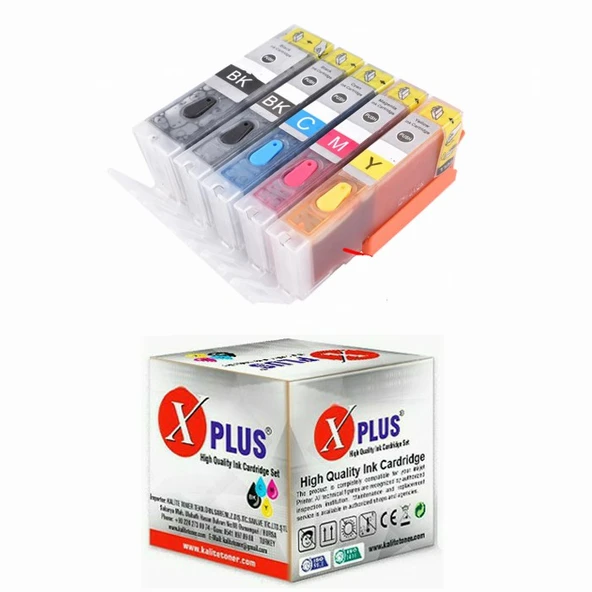 XPlus Canon Pixma Mg5550 PGI-550XL CLI-551XL Uyumlu Kolay Dolan (Dolabilen Tıpalı Otoreset) Kartuş Seti - 5 Renk (Tam Dolu) ürün görseli 1