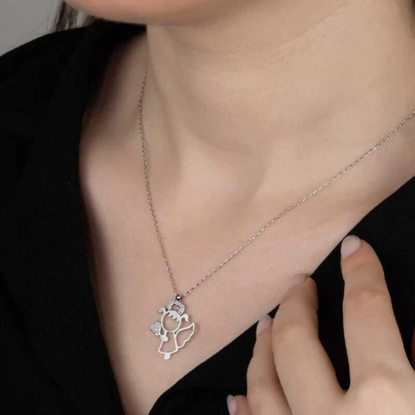 Swarovski Taşlı Gümüş Su Perisi Bayan Kolye ürün görseli 1