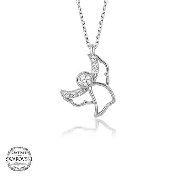 Swarovski Taşlı Gümüş Melek Bayan Kolye - Resim 2