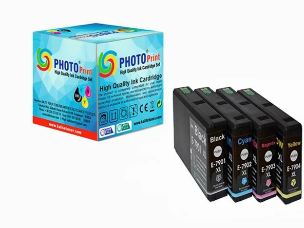 Photo Print Epson WorkForce 79XL Uyumlu 7901XL-7902XL-7903XL-7904XL  4 Renk Muadil Kartuş Takım ürün görseli 1