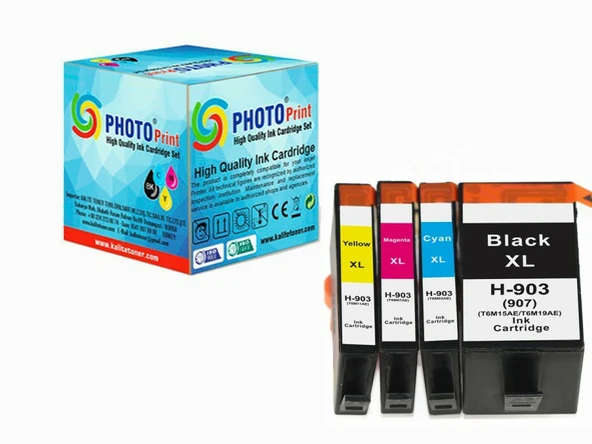 Photo Print HP 903XL SİYAH YÜKSEK KAPASİTELİ İTHAL MUADİL KARTUŞ SETİ
UYUMLU OLDUĞU YAZICILAR
HP OFFİCEJET PRO 6950 / 6960 / 6970 / 6984 ürün görseli 1