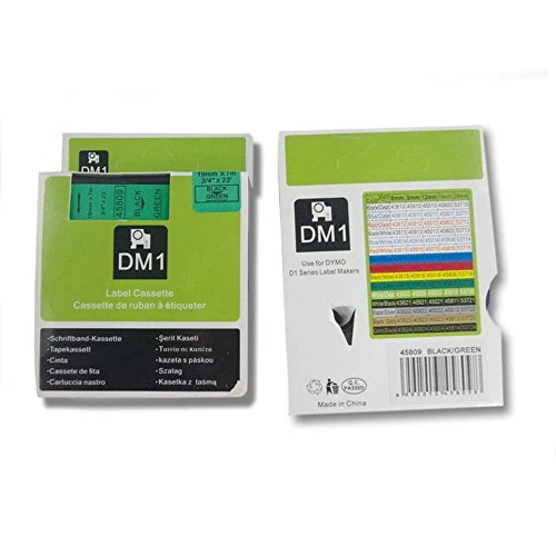 Puun Dymo D1 45809 S0720890 19 mm X 7 Mt. Muadil Yeşil Etikete Siyah Yazı Şerit Etiket Kaseti ürün görseli 1