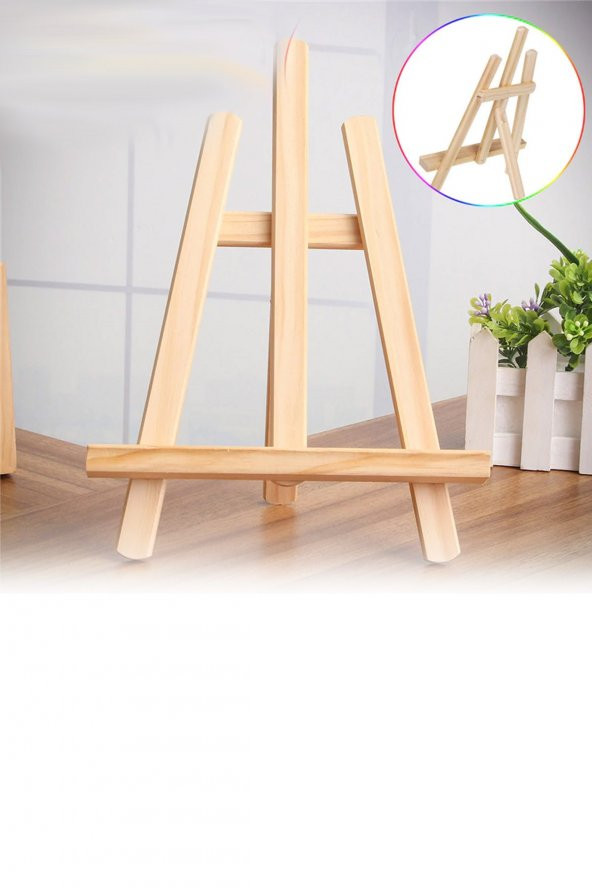 Ahşap Şövale Mini Masaüstü Üç Ayaklı A Tipi 38 cm ürün görseli 1