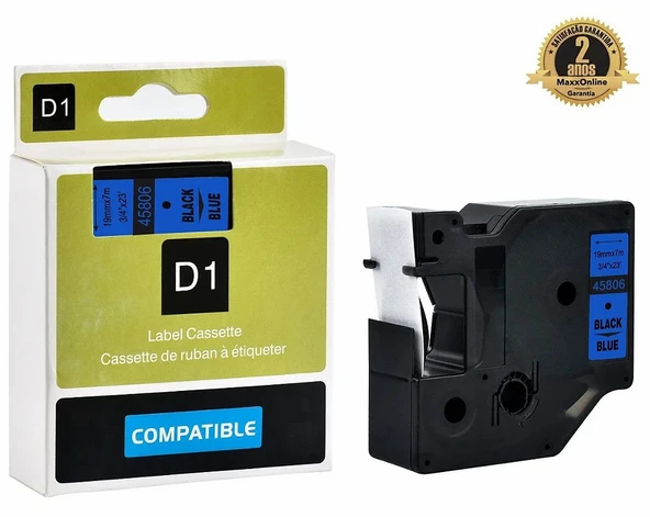 Puun Dymo D1 45806 S0720860 19mm X 7 Mt. Muadil Mavi Etikete Siyah Yazı Şerit Etiket Kaseti ürün görseli 1