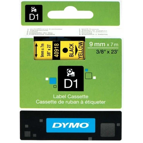 Puun Dymo D1 40918 S0720730 9 mm X 7 Mt. Muadil Sarı Etikete Siyah Yazı Şerit Etiket Kaseti ürün görseli 1