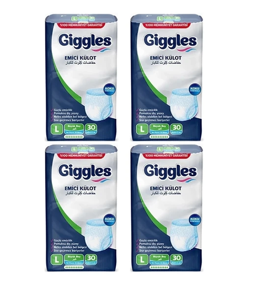 giggles Yetişkin Emici Külot Large 30'lu 4 Paket (120 ADET) ürün görseli 1