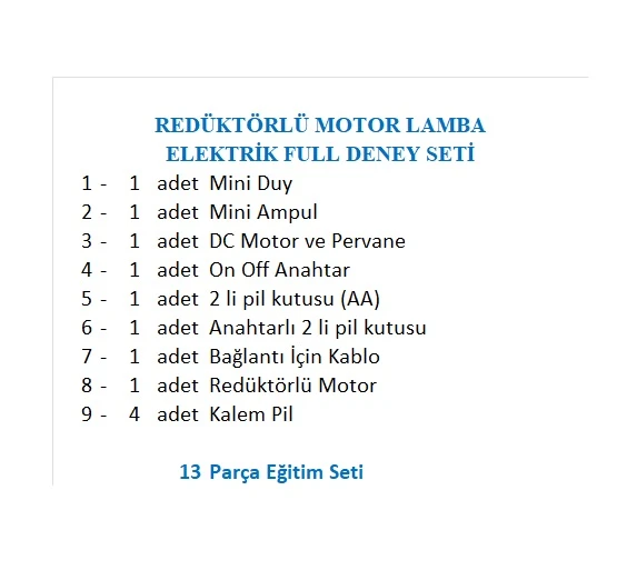 REDÜKTÖRLÜ MOTOR LAMBA ELEKTRİK FULL DENEY SETİ - Resim 2