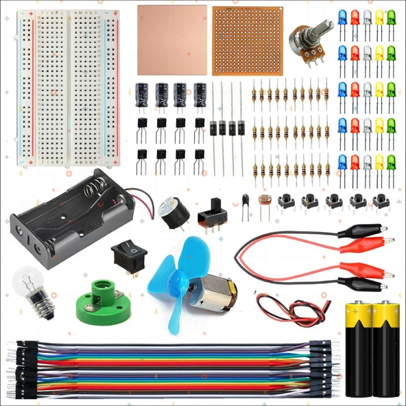 Breaboard Temel Elektrik ve Elektronik Eğitim Set (Lamba Motor ve Breadbord set) ürün görseli 1