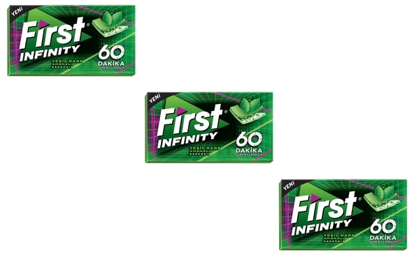 First 60 Dk Infinity Yeşil Nane Aromalı Şekersiz Tatlandırıcılı Sakız - 3'lü Paket ürün görseli 1