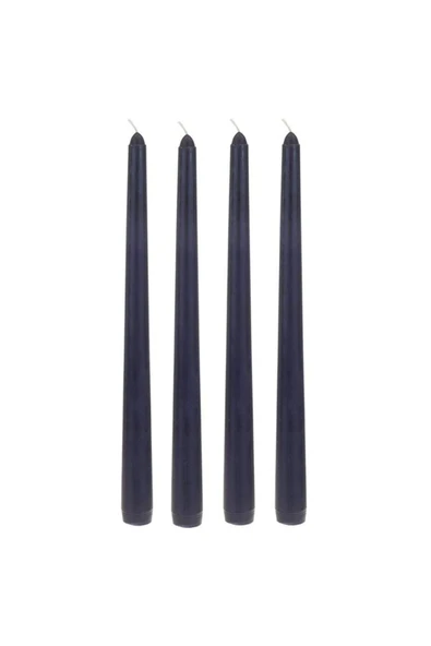 KÖKTEKİN SHOP 4 Lu Siyah Konik Şamdan Mum 25x2 Cm ürün görseli 1