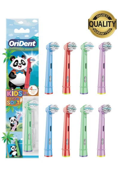 Orident Panda Kids - Çocuklara Özel Oral B Uyumlu 8 Adet Yedek Başlık – Nazik Temizlik ve Diş Eti Koruması ürün görseli 1