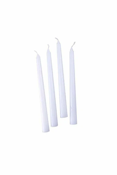 KÖKTEKİN SHOP 4 Lu Beyaz Konik Şamdan Mum ürün görseli 1