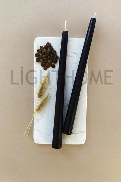 LightHome 2 Li Özel Tasarım Siyah Renkli Şamdan Konik Mumu Hediyelik Şamdan Mum ürün görseli 1