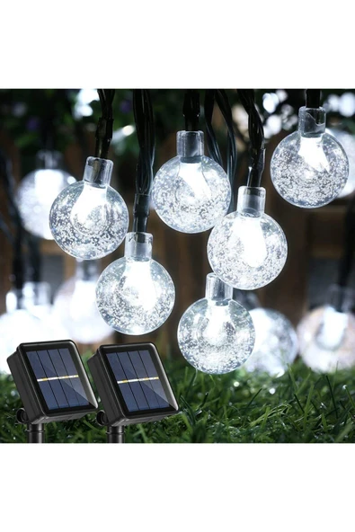 LightHome 50 Led 7 Metre Beyaz Işık Güneş Enerjili Bahçe Teras Balkon Dekorasyon Ağaç Lambası Aydınlatması ürün görseli 1