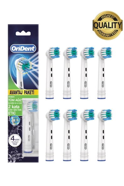 Orident Pro Cleaning Oral B Uyumlu 8 Adet Yedek Başlık – Günlük Derin Temizlik & Premium Quality ürün görseli 1