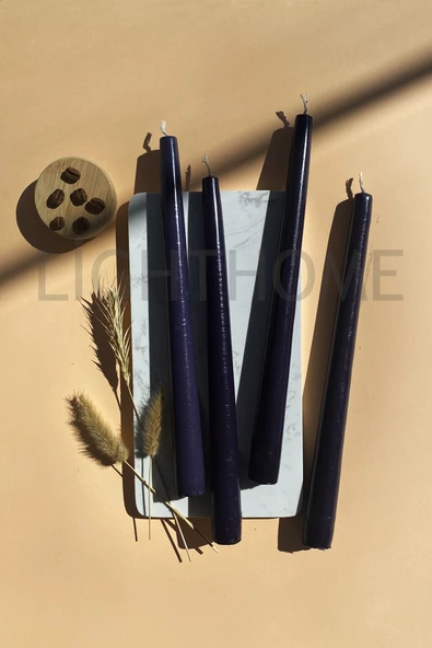 LightHome İnci Model 4 Lü Özel Tasarım Siyah Renkli Şamdan Konik Mumu Hediyelik Şamdan Mum ürün görseli 1