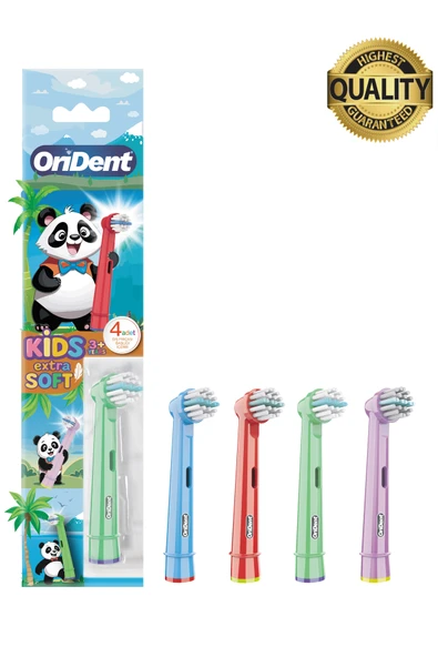 Orident Panda Kids - Çocuklara Özel Oral B Uyumlu 4 Adet Yedek Başlık – Nazik Temizlik ve Diş Eti Koruması ürün görseli 1