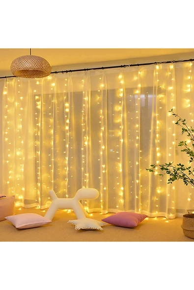 LightHome 300 Ledli 10 Sarkıt Perde Led Işık-8 Fonksiyon, Kumandalı, 3x3 Metr ürün görseli 1