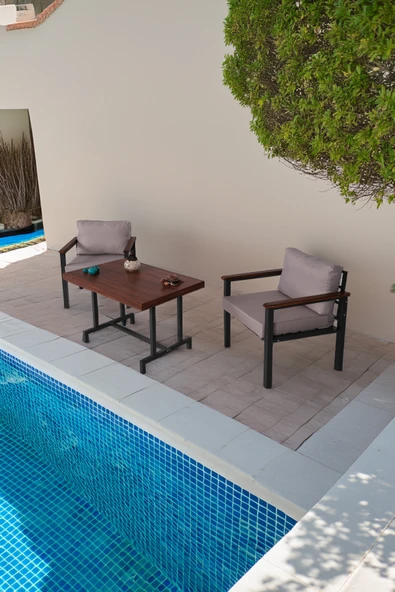 NEOKAS Bahce Mobilyası, 1+1+Masa, Modern Balkon Mobilyası, Kafe Oturma Takımı, Teras Koltugu, ürün görseli 1