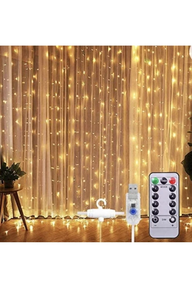 LightHome 300 Ledli 10 Sarkıt Perde Led Işık 8 Fonksiyon, Uzaktan Kumandalı 3x3 ürün görseli 1
