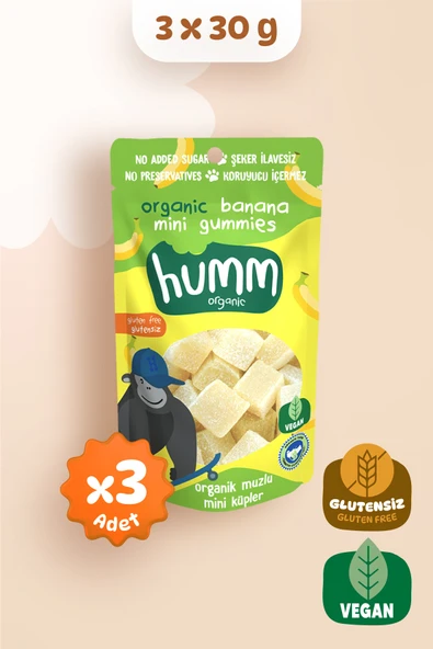 Humm Organic Organik Glutensiz Vegan Muzlu Mini Küpler 30g X 3 Adet ürün görseli 1