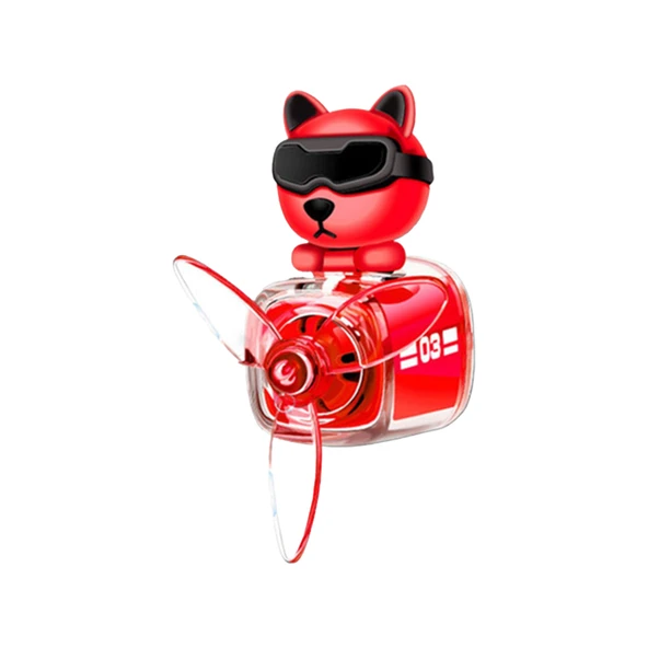 Pervaneli Klima Süsü Oto Koku Klipsi Kırmızı Pilot Kedi Hava Ferahlatıcı Maskot ürün görseli 1