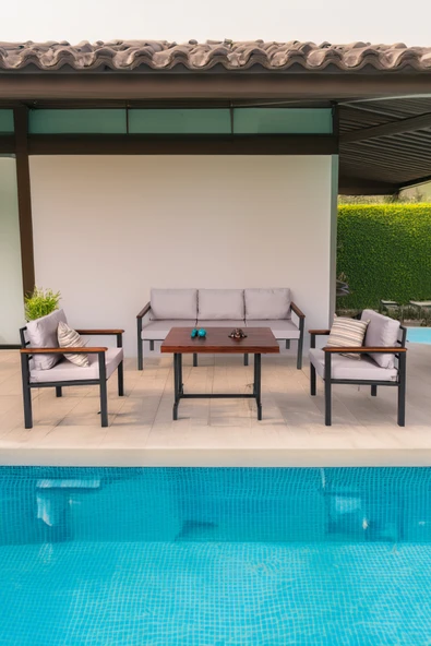 NEOKAS Bahce Mobilyası, 1+1+3+M Modern Balkon Mobilyası, Kafe Oturma Takımı, Teras Koltugu, ürün görseli 1