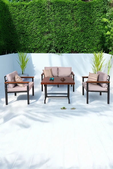 NEOKAS Bahce Mobilyası, Modern Balkon Mobilyası, Kafe Oturma Takımı, Teras Koltugu, 1+1+2+M ürün görseli 1