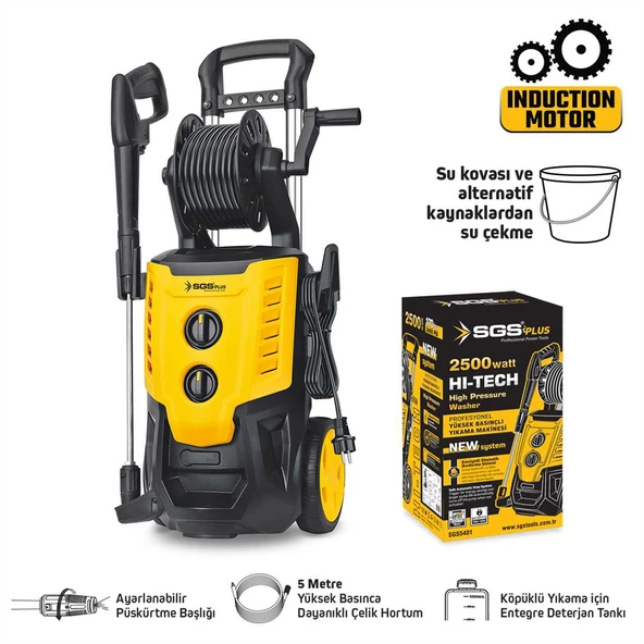 SGS YÜKSEK BASINÇLI YIKAMA MAKİNASI 2500 WATT 170 BAR İNDÜKSİYON MOTOR ürün görseli 1