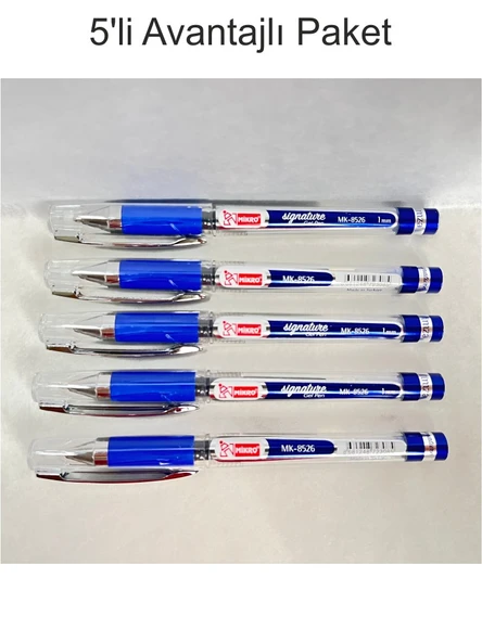 MİKRO MK-8526 GEL PEN İMZA KALEMİ MAVİ 0.1 MM UÇ 5 li Paket ürün görseli 1