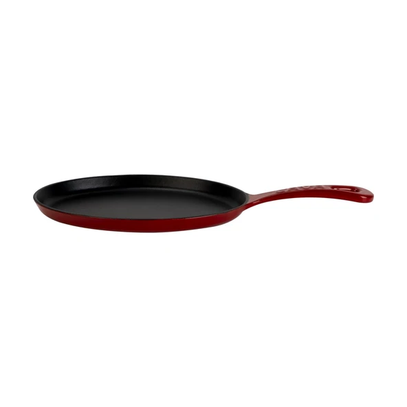 Lava Döküm Oval Fajita Tabağı Döküm Demir Yekpare Saplı Ölçü 17x23cm.-Bordo ürün görseli 1