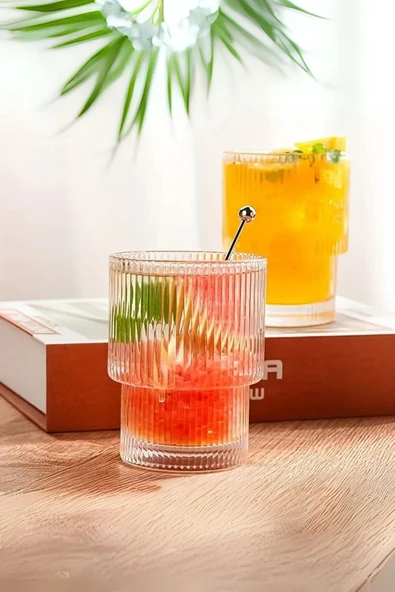 Mithra Life 2 Adet 300 ML Origami Stil Isıya Dayanıklı Su Meşrubat Kahve Cam Bardak MIT1199 ürün görseli 1