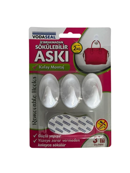 İZ BIRAKMAYAN SÖKÜLEBİLİR ASKI BEYAZ KÜÇÜK VODASEAL ürün görseli 1