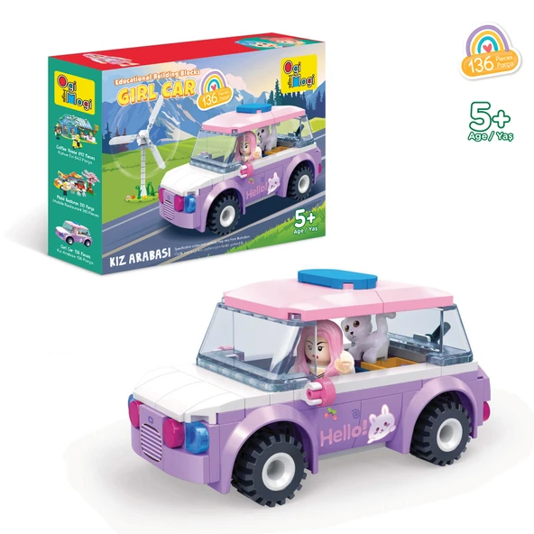 Ogi Mogi Toys Eğitici Bloklar Kız Arabası 136 Parça Yapı Seti ürün görseli 1