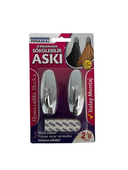 İZ BIRAKMAYAN SÖKÜLEBİLİR OVAL ASKI KROM BÜYÜK VODASEAL ürün görseli 1