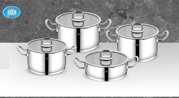 FMS Vizyon 8 Parça Çelik Tencere Takımı Metal Kulp ürün görseli 1