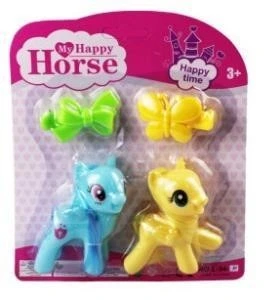 L-34-10 - PONY 2 Lİ FİGÜR SET TOKALI KARTELA MAVİ ürün görseli 1
