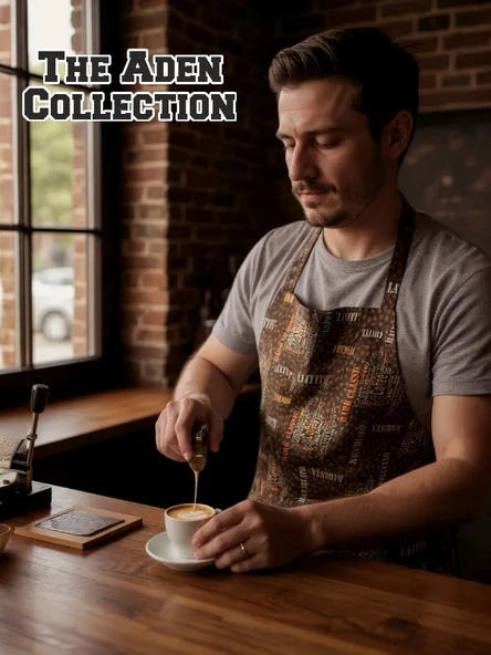 Kahve Desenli barista Önlük - Resim 3
