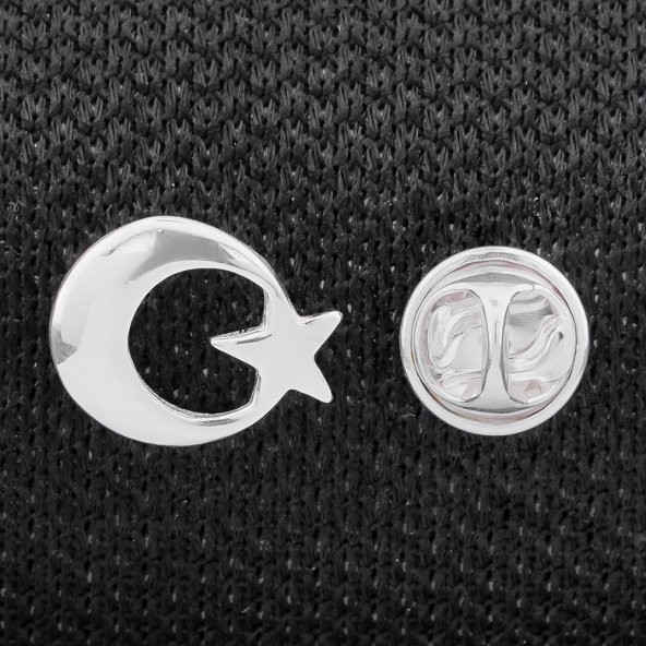Ay Yıldız 925 Ayar Gümüş Rozet Yaka İğnesi ürün görseli 1